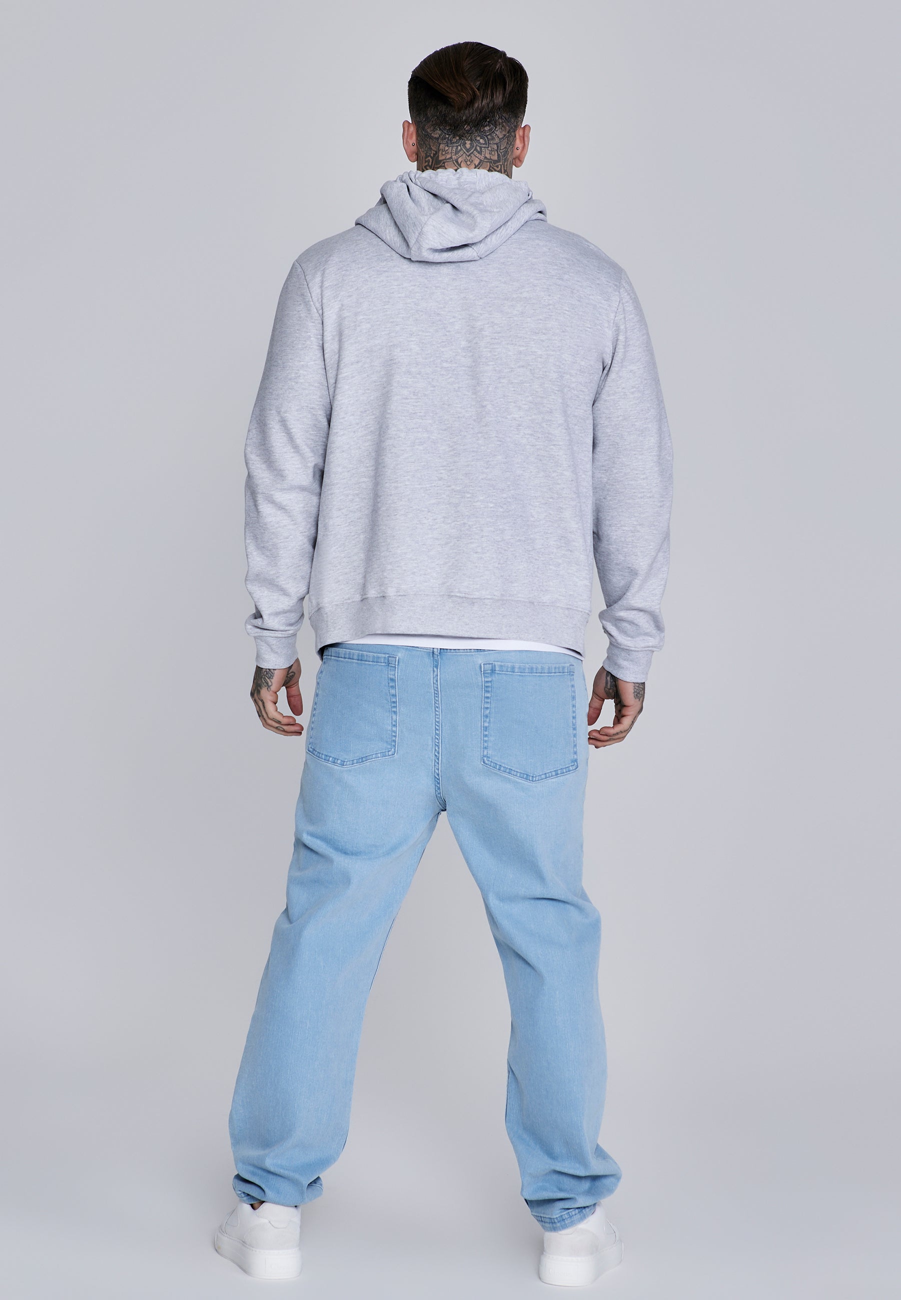 Essentials Felpa con cappuccio e zip intera in marna grigia Giacche SikSilk