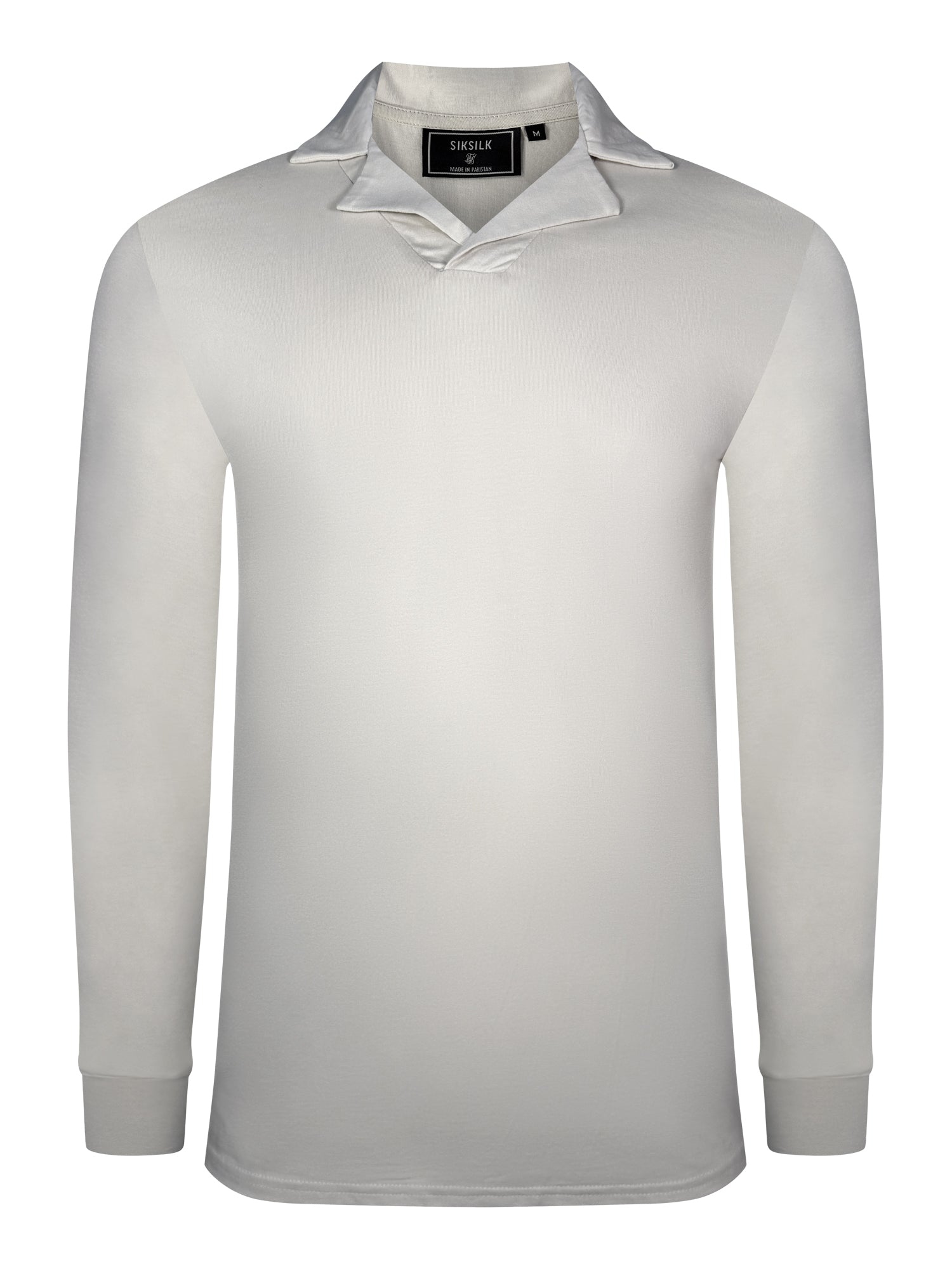 Polo Revere a manica lunga in bianco Magliette SikSilk