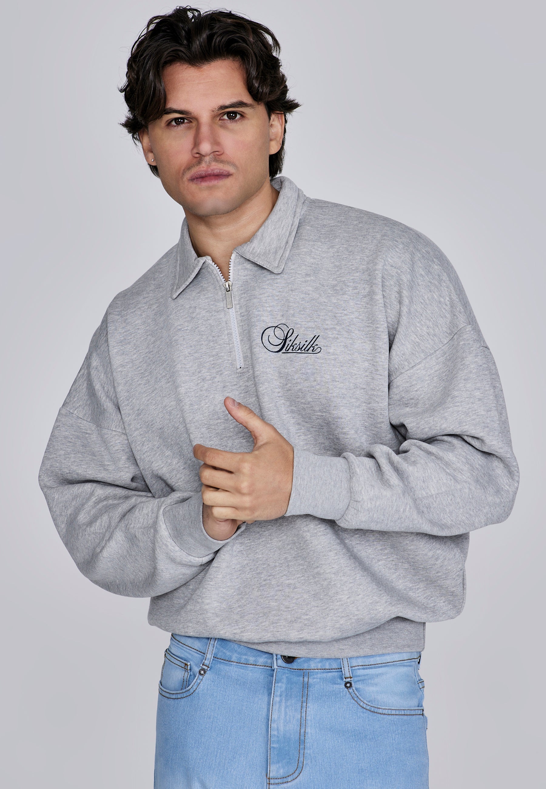 Maglione Polo Essentials in Grigio Marl Felpe SikSilk
