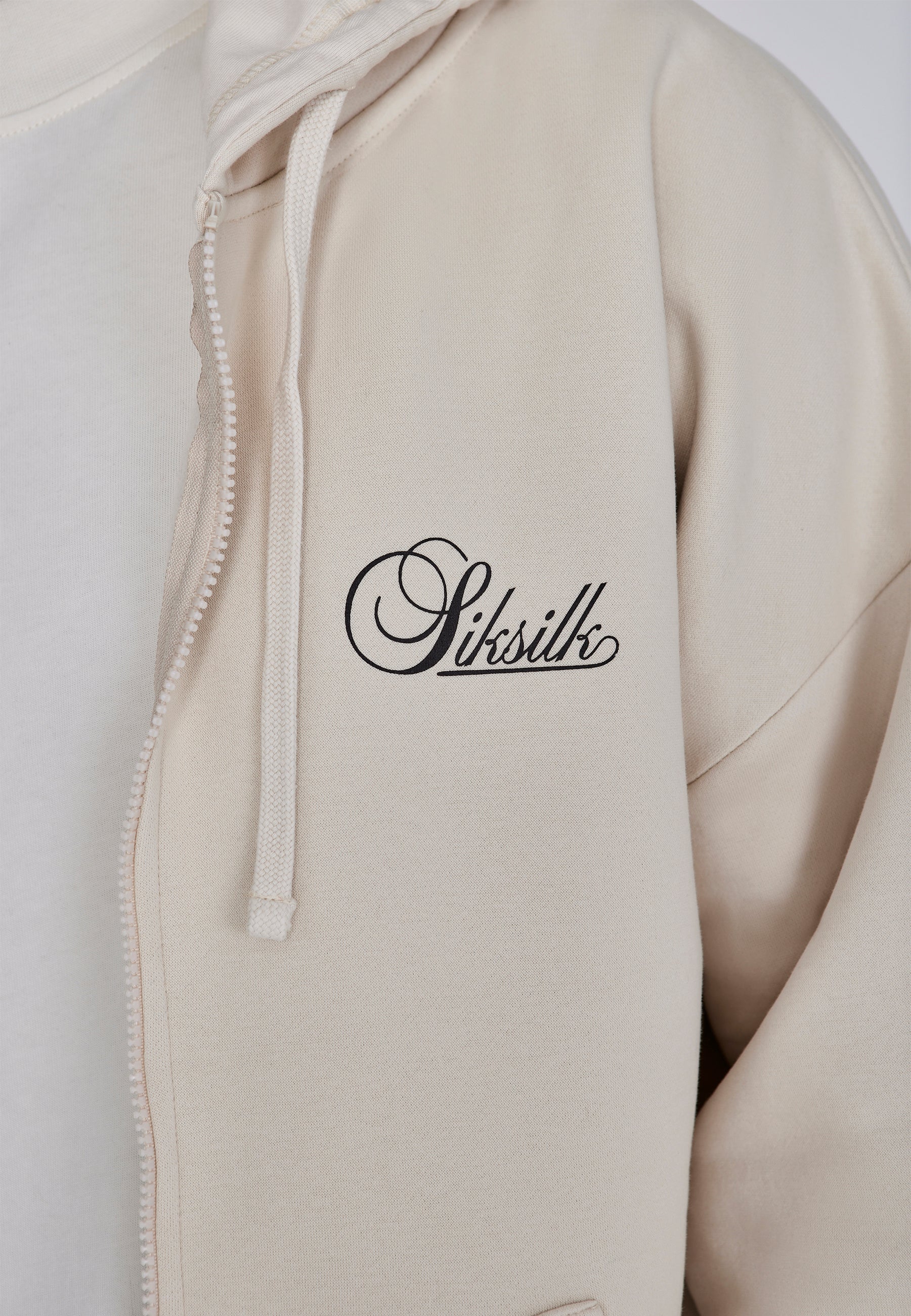 Essentials Felpa con cappuccio e zip intera in ecru Felpe SikSilk