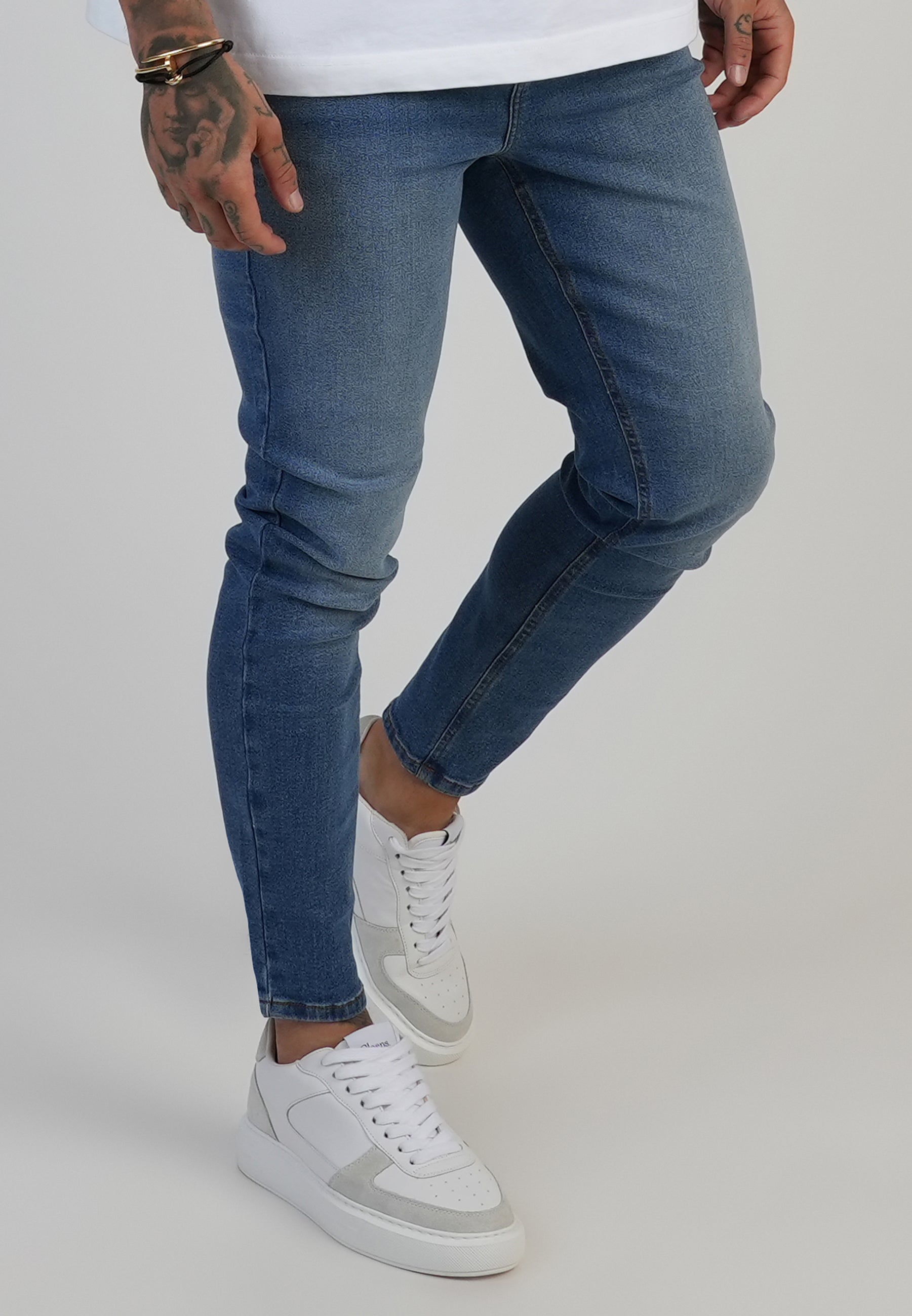Jeans skinny in denim blu medio lavato SikSilk