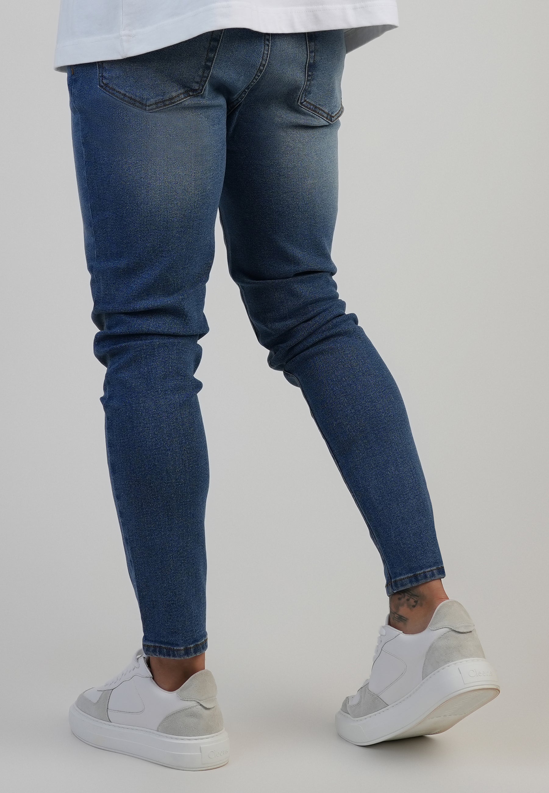 Jeans skinny in denim blu medio lavato SikSilk