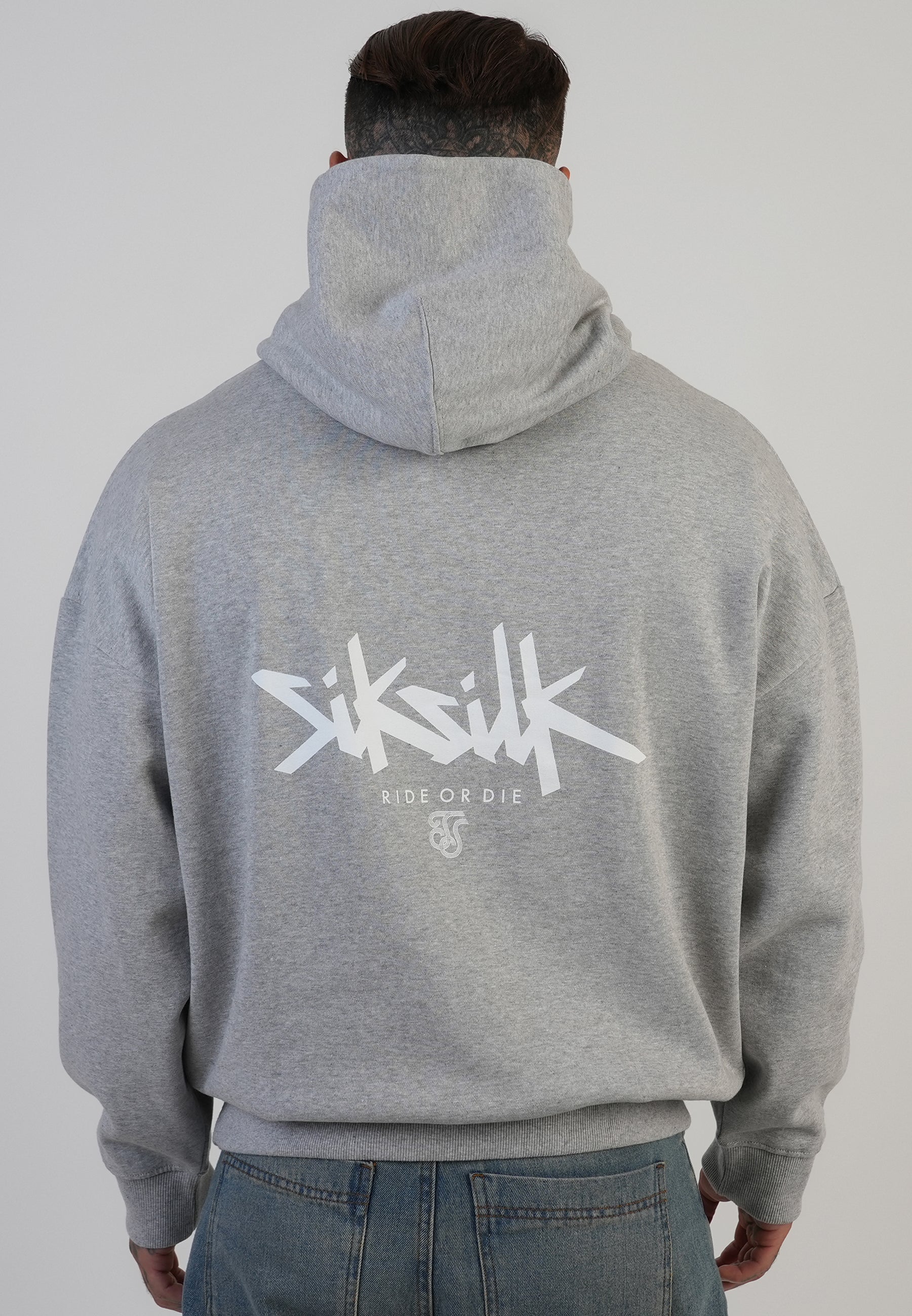 Felpa con cappuccio grafica in marna grigia SikSilk