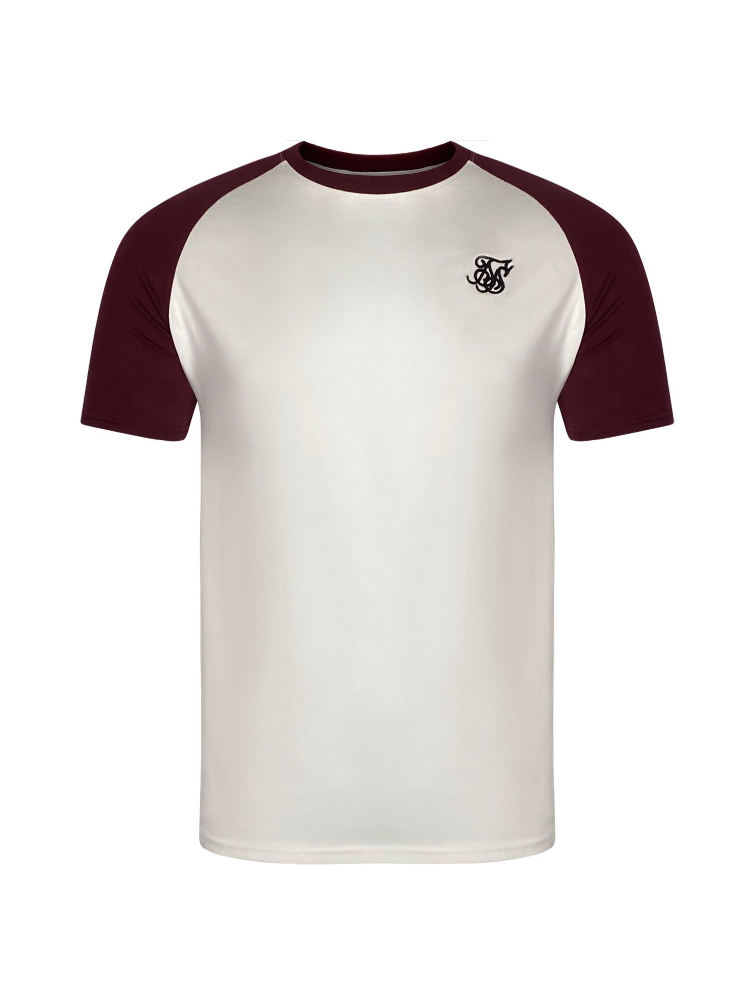Maglietta Raglan in Bianco, Borgogna Magliette SikSilk