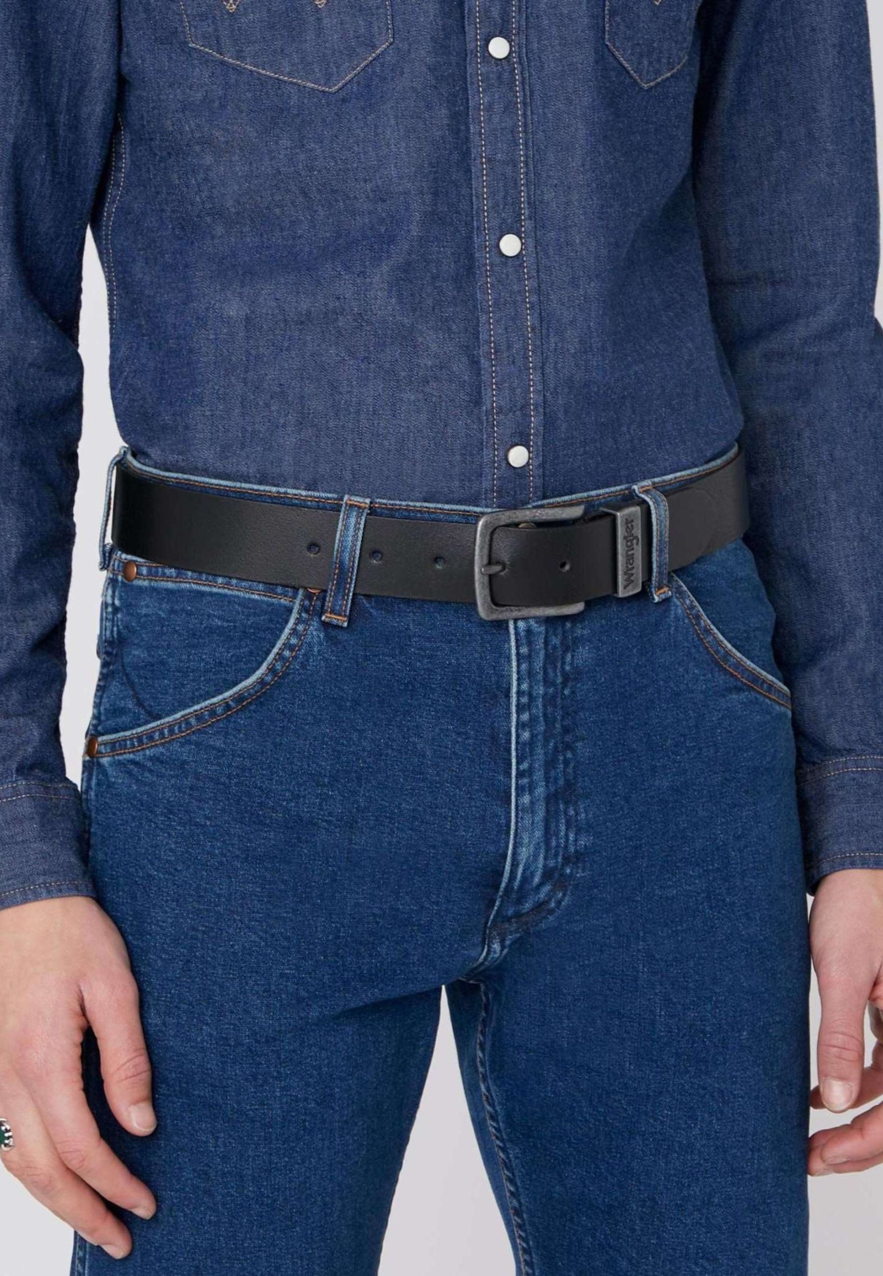 Cintura con passante in metallo in nero Cintura Wrangler