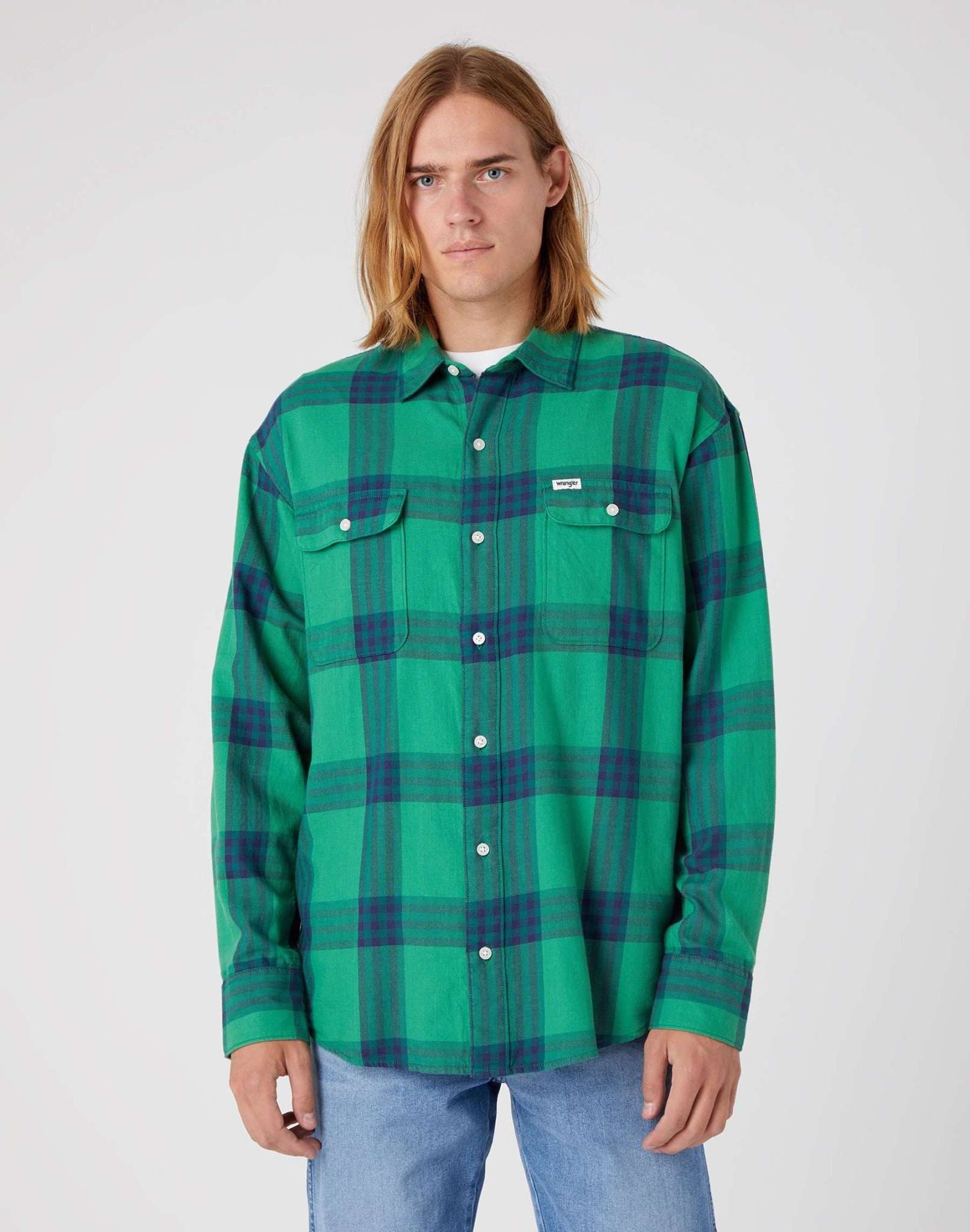 Camicia con tasca a toppa in verde pino Camicie Wrangler   