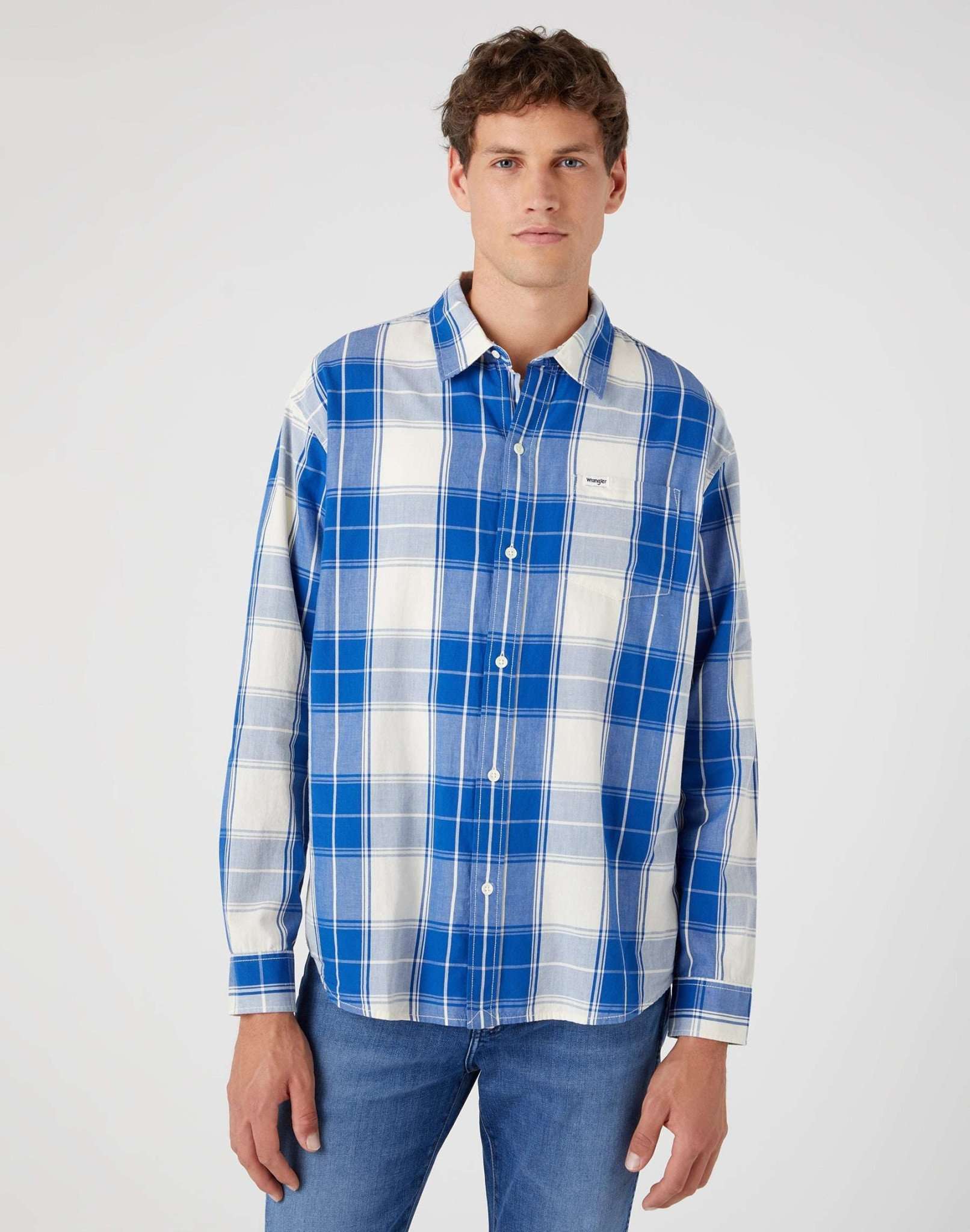 Camicia monotasche in blu nautico Camicie Wrangler   