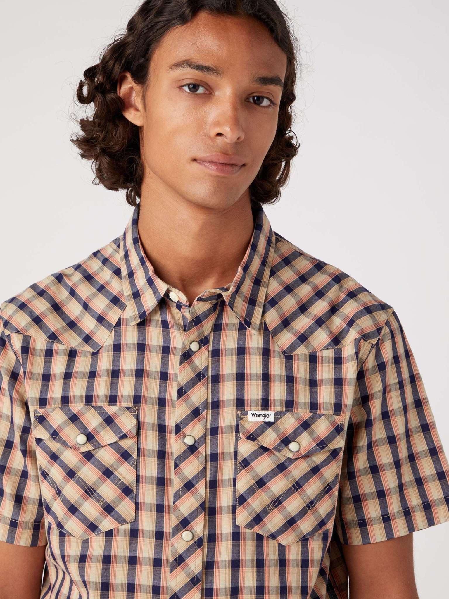 Camicia a maniche corte Western in marrone tabacco Camicie Wrangler   