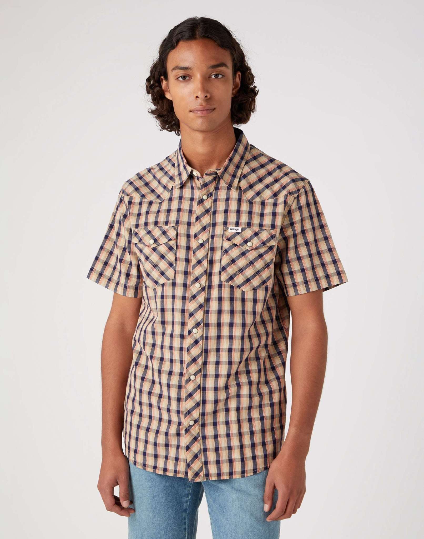 Camicia a maniche corte Western in marrone tabacco Camicie Wrangler   