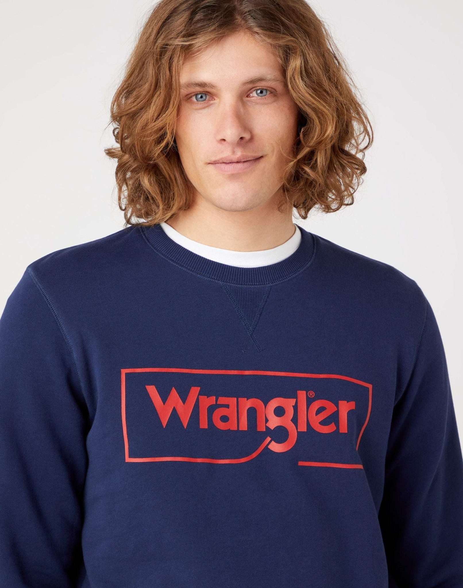 Felpa Wrangler con logo Frame in blu   