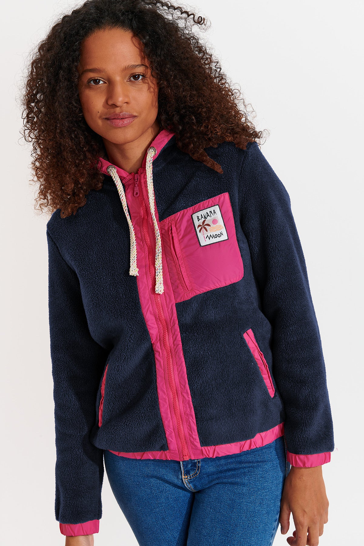 WARREN-BRICHILL Giacca in pile in blu Giacca Banana Moon
