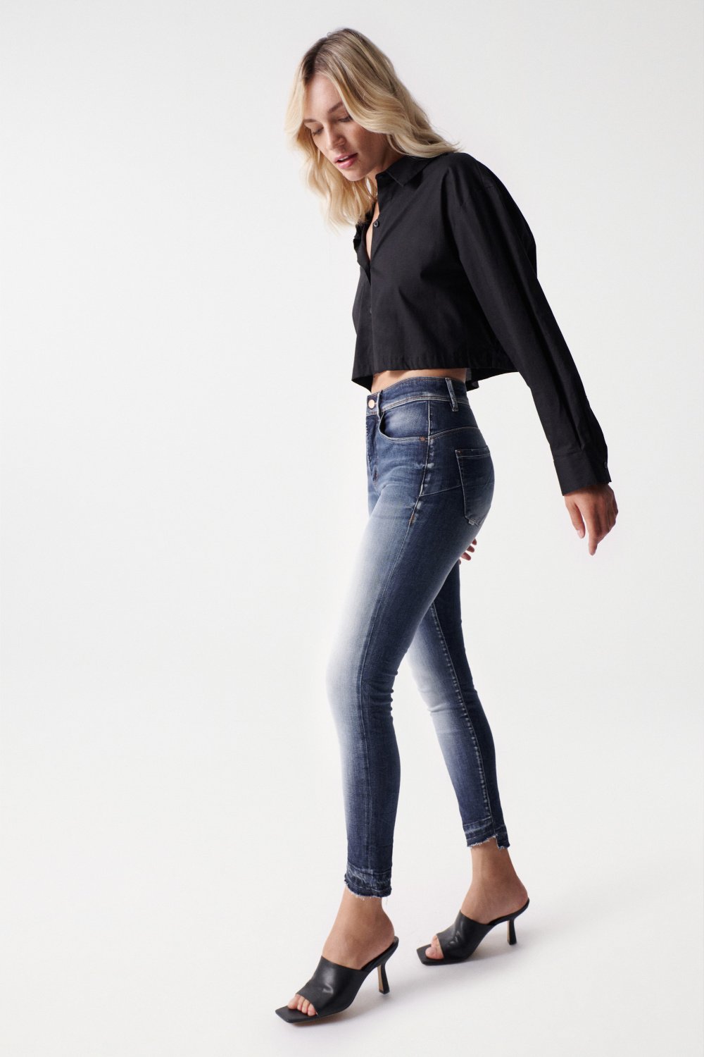 Jeans Secret Glamour Cropped Push-In lavaggio scuro Salsa Jeans   