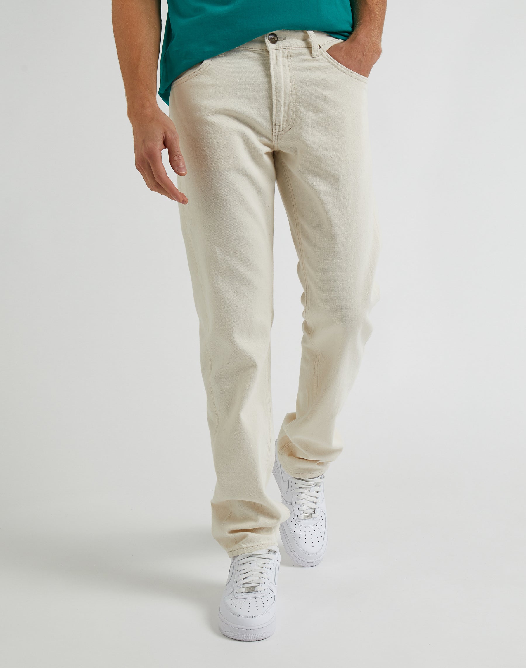 Pantaloni Daren Zip Fly Non Stretch in ecru Lee   