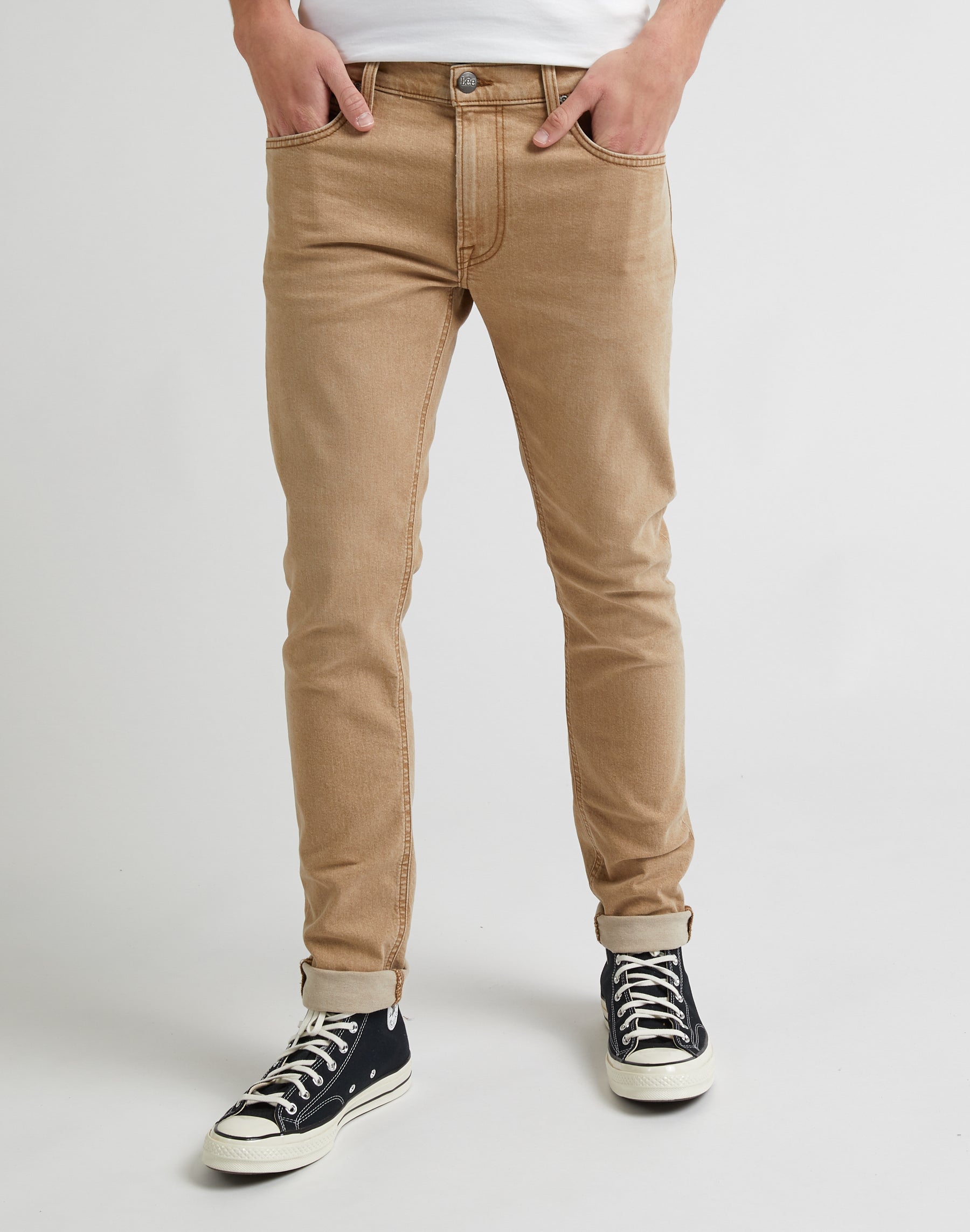 Pantaloni Luke Low Stretch in castagno chiaro Lee   