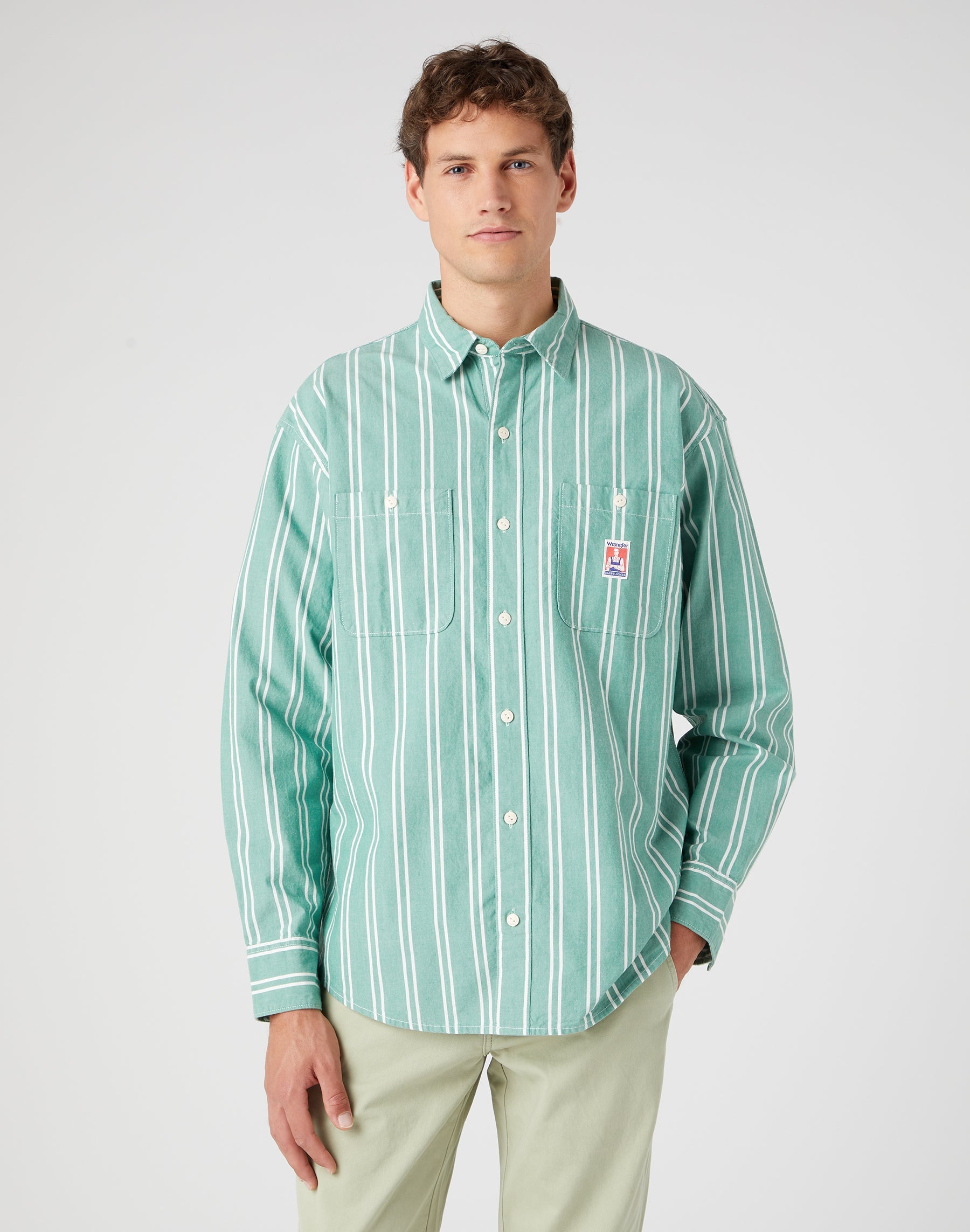 Casey Jones - Camicia Utility a due tasche verde pino Camicie Wrangler   