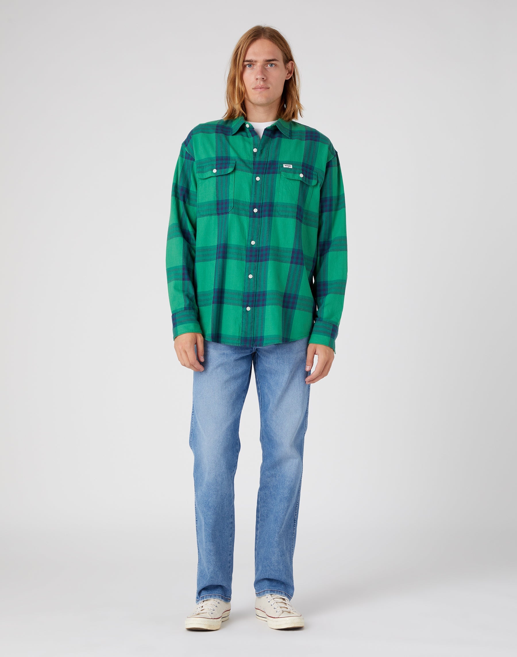 Camicia con tasca a toppa in verde pino Camicie Wrangler   