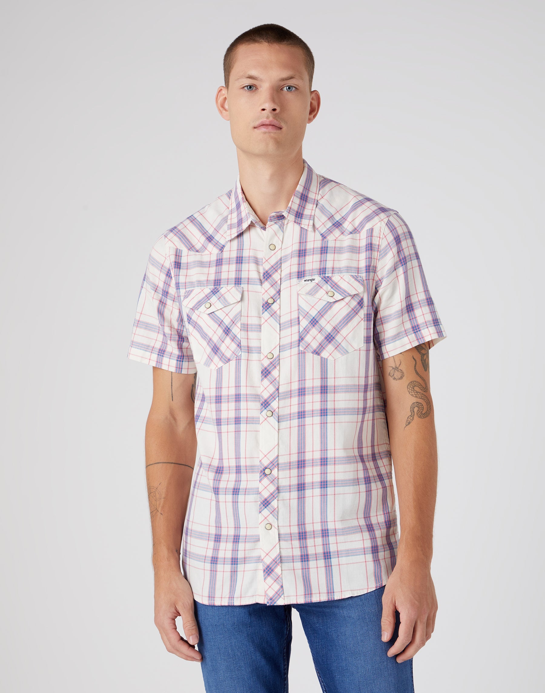 Camicia a maniche corte Western in camicie bianche usurate Wrangler   