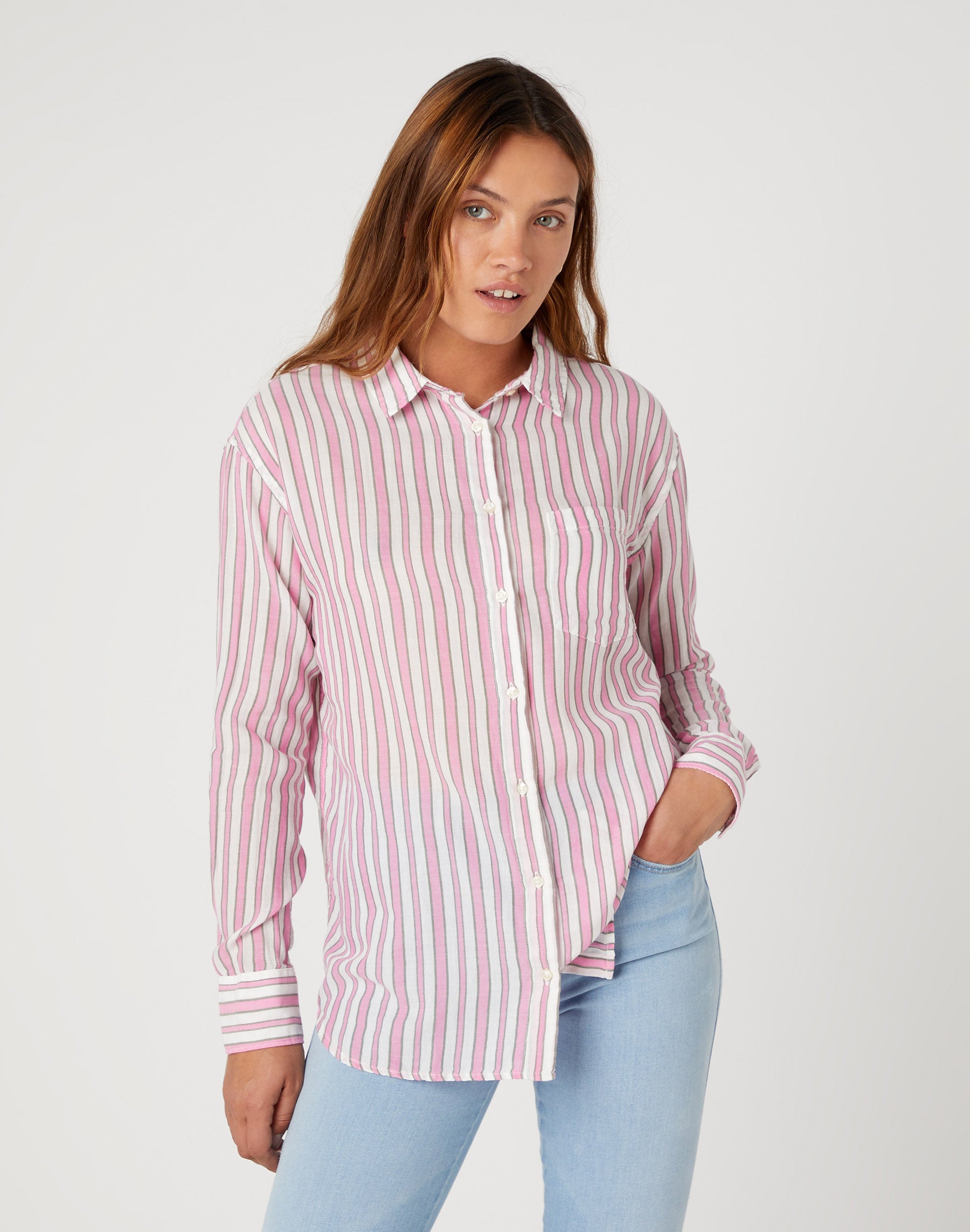 Camicia monotasche in rosa fucsia Camicie Wrangler   