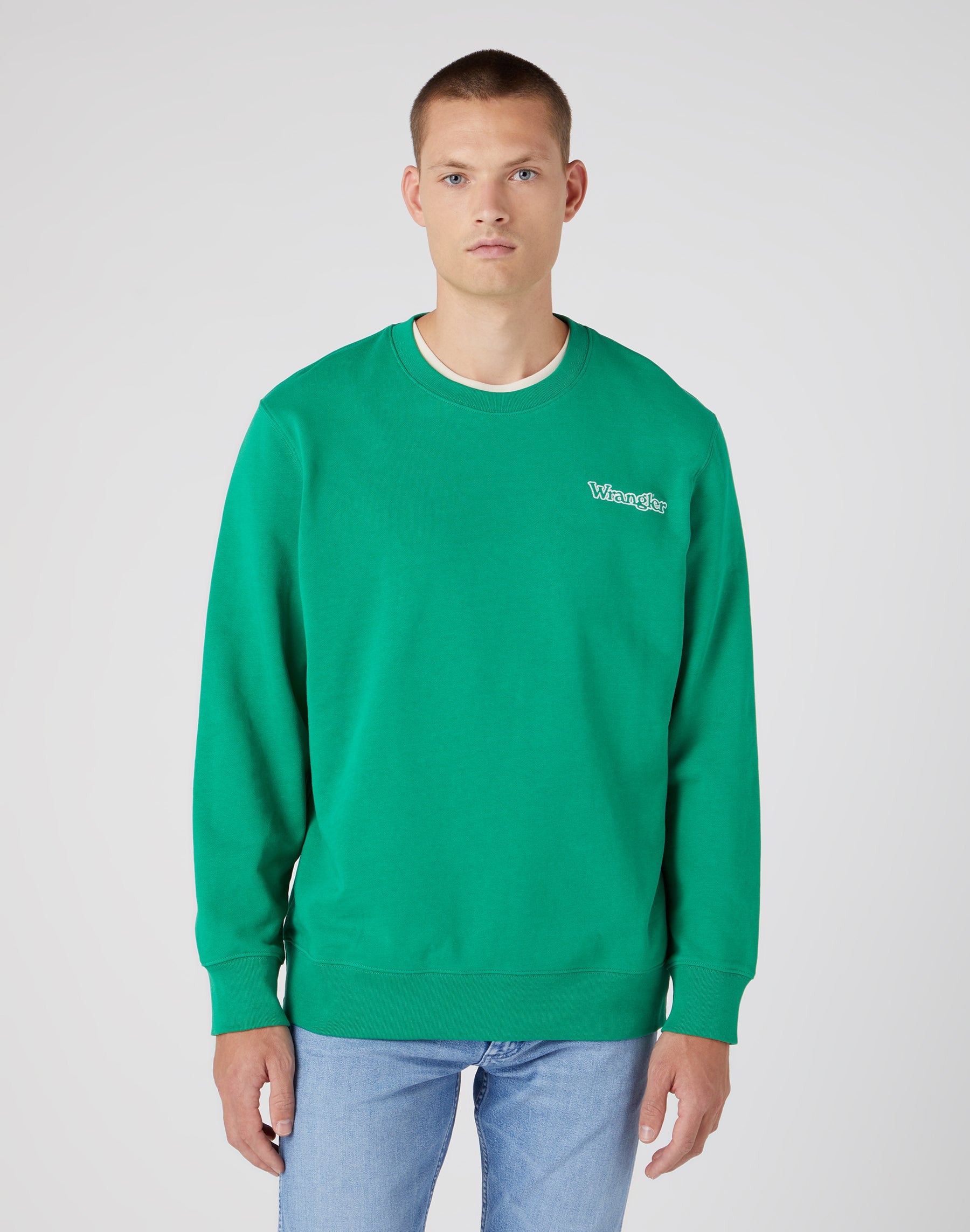 Felpa Wrangler Graphic Crew in verde folletto   