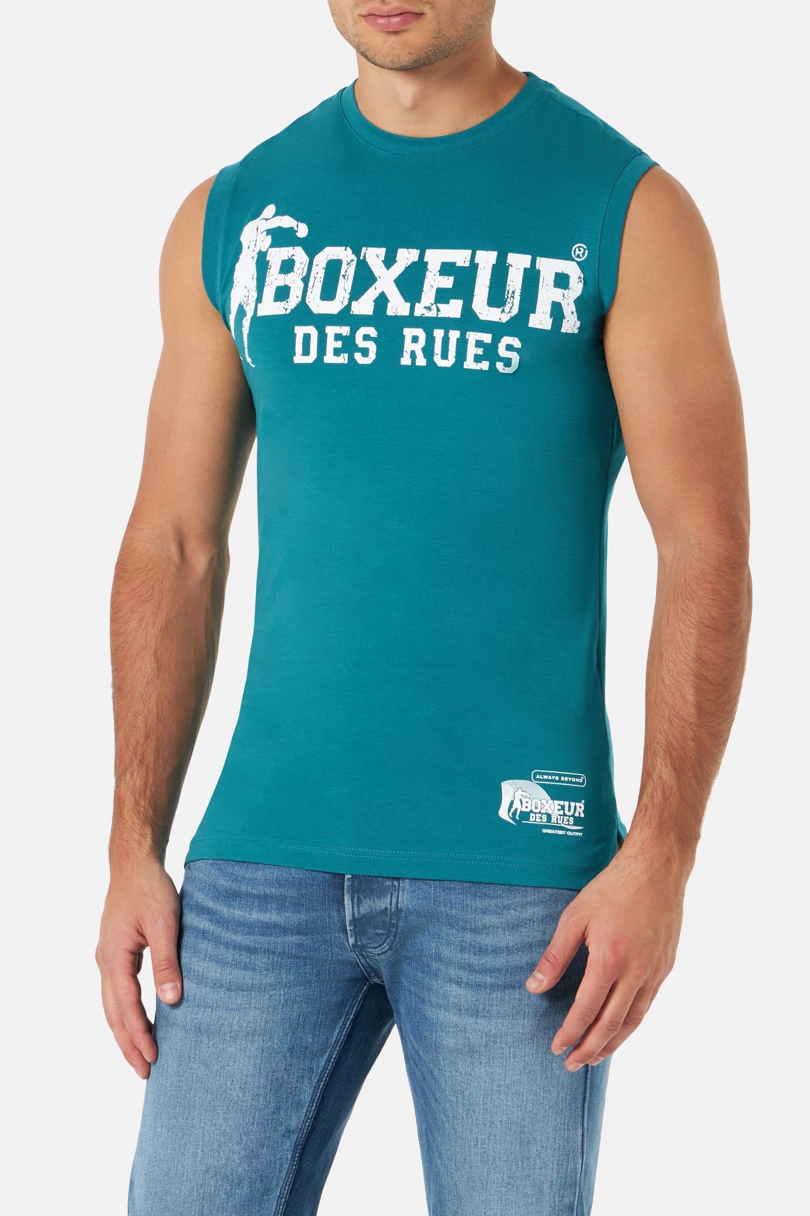 Canotta Basic stampata in Ocean Tops Boxeur des Rues   