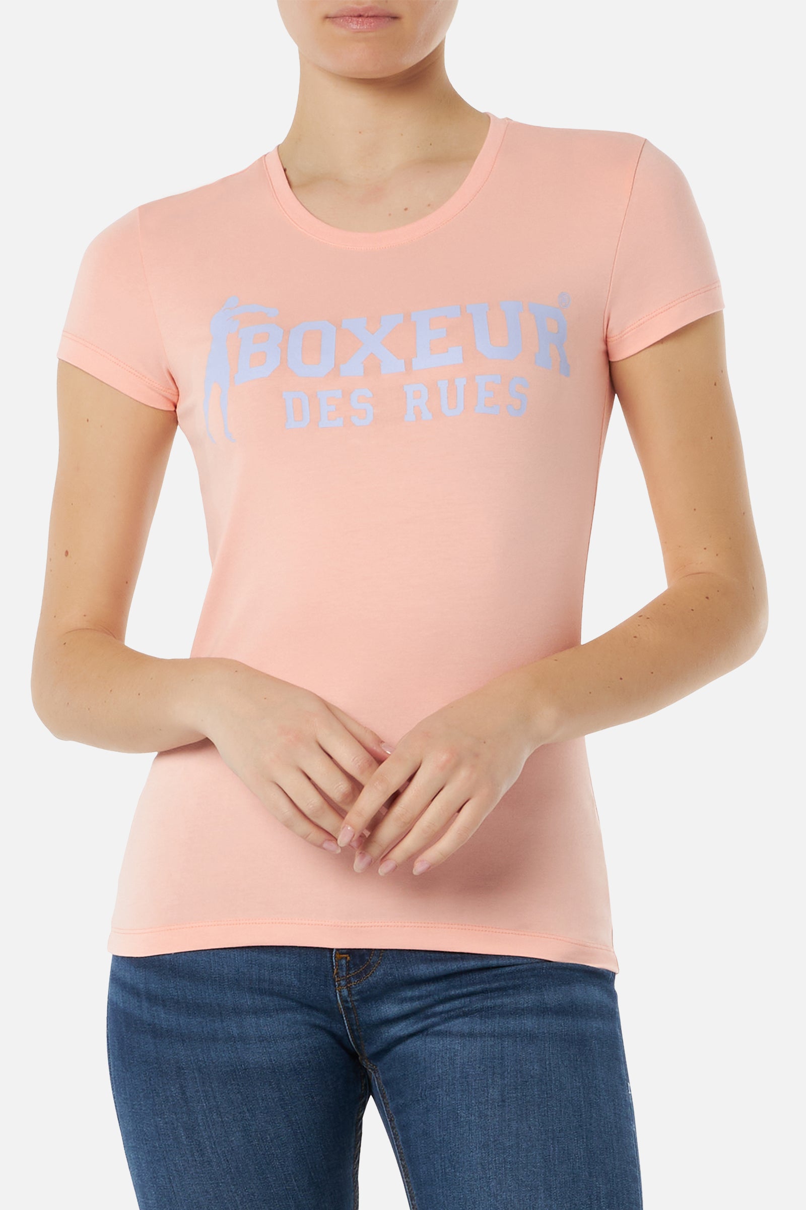 Maglietta basic con logo frontale in Blush T-Shirts Boxeur des Rues   